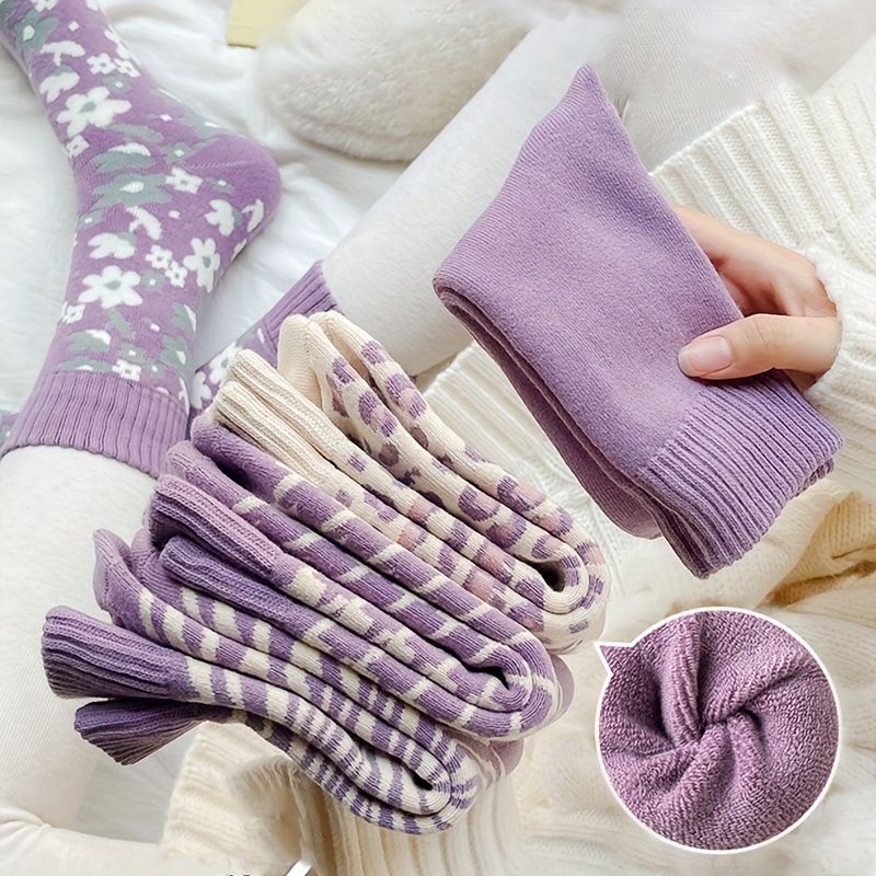 

4/5 Pairs Autumn And Socks Winter Retro Socks Women's Winter Warm Socks Floor Socks Women's Towel Socks Thickened Socks