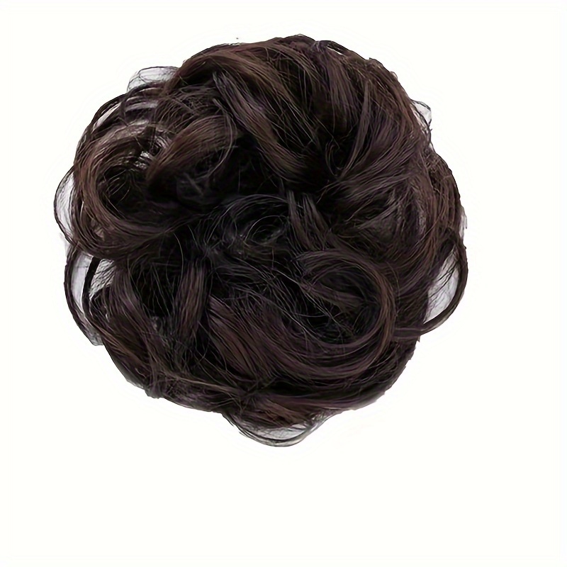 1pc Messy Bun Hair Piece Wavy Curly Scrunchies Synthetic Black Ponytail Hair Extensions Thick Updo Hairpieces For Women Girls Hair Accessories