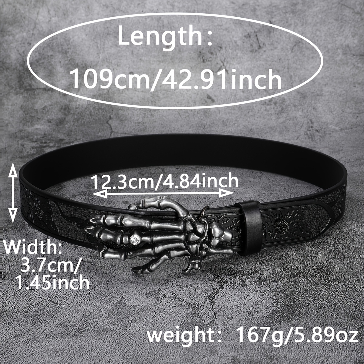 Skull Print Faux Leather Belt Caramel