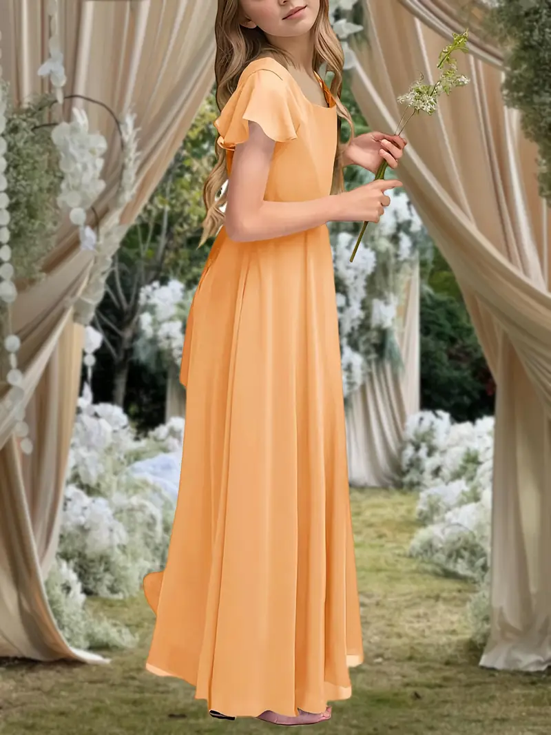 girls junior bridesmaid dress sleeveless flowy chiffon maxi - Temu girls junior bridesmaid dress sleeveless flowy chiffon maxi - Temu