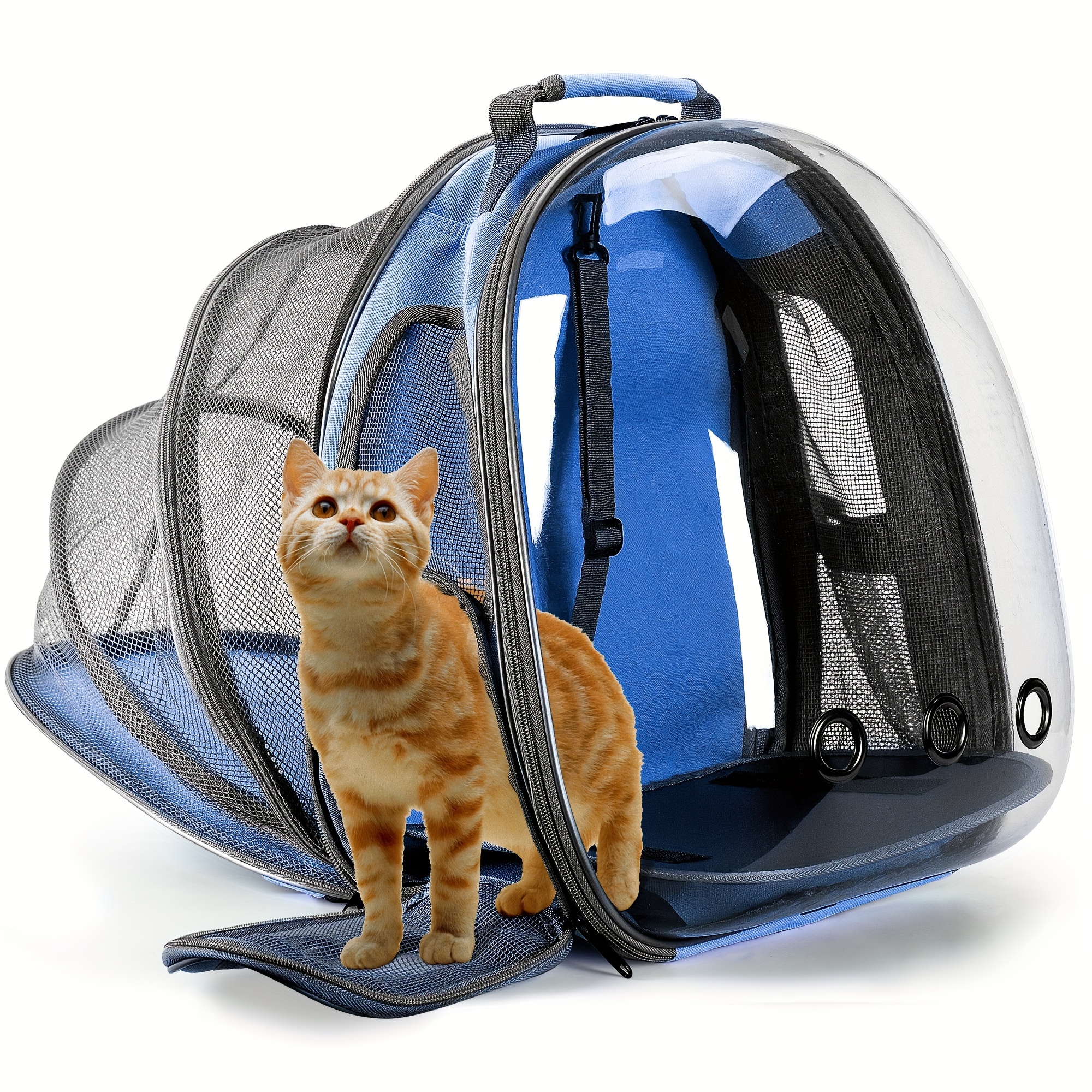 

Cat Backpack Carrier, Breathable Cat Carrier Large Space Bubble Pet Backpack For Kitty Small Dog Up To 15lbs, Transparent & Foldable Pet Carrier For Travel Hiking