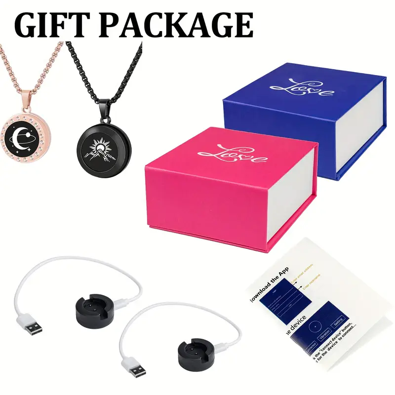 Long * Necklaces, Vibration & Light up Remote Smart Matching Couples Necklace for Couples Lovers * Festival Long Distance Re Long * Necklaces, Vibration & Light up Remote Smart Matching Couples Necklace for Couples Lovers * Festival Long Distance Re