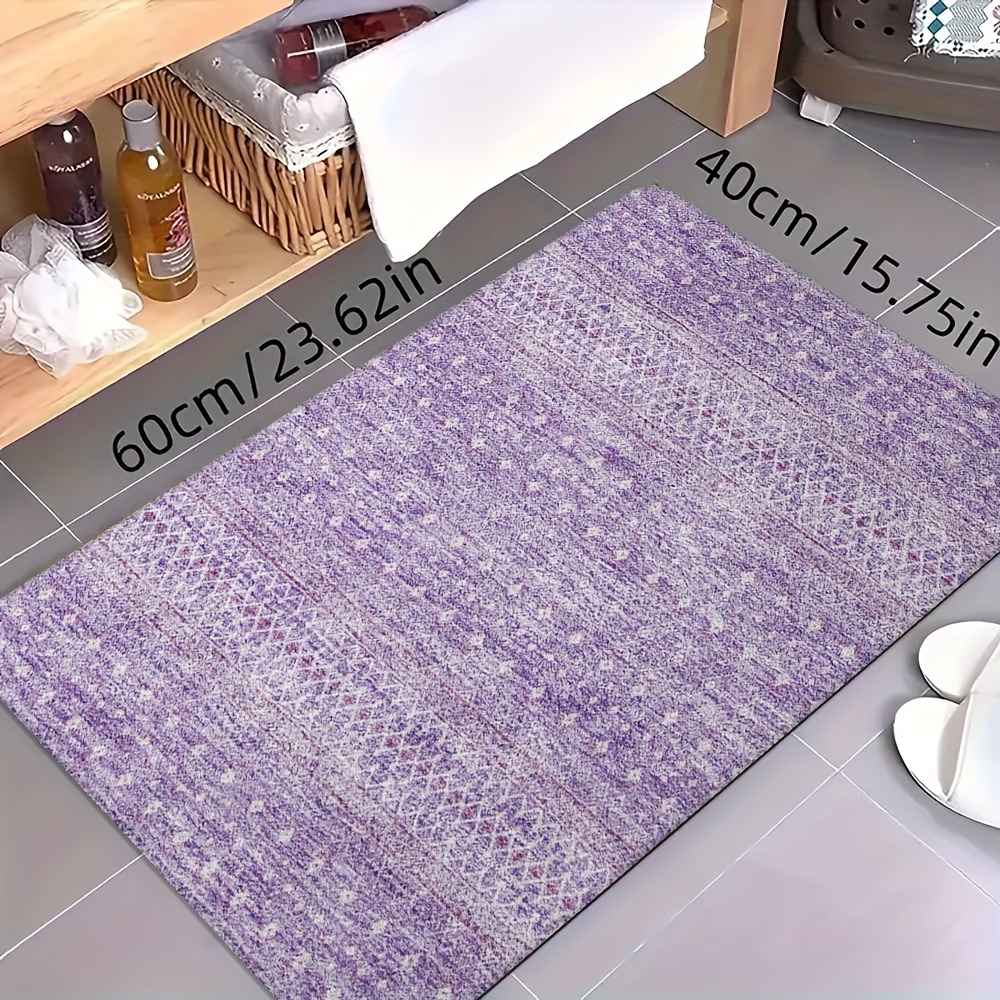 item picture product purple striped dot texture mat soft and durable machine washable and easy to clean lightweight and comfortable high quality flannel non slip backing suitable for doorways kitchen mats living room carpets bedroom rugs