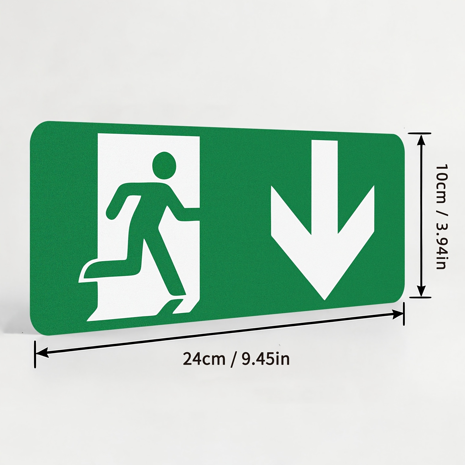 TEMU Plaque de sortie de secours 2D à flèche pointant vers le bas, en acrylique durable, mate, convient pour bureaux, centres commerciaux,