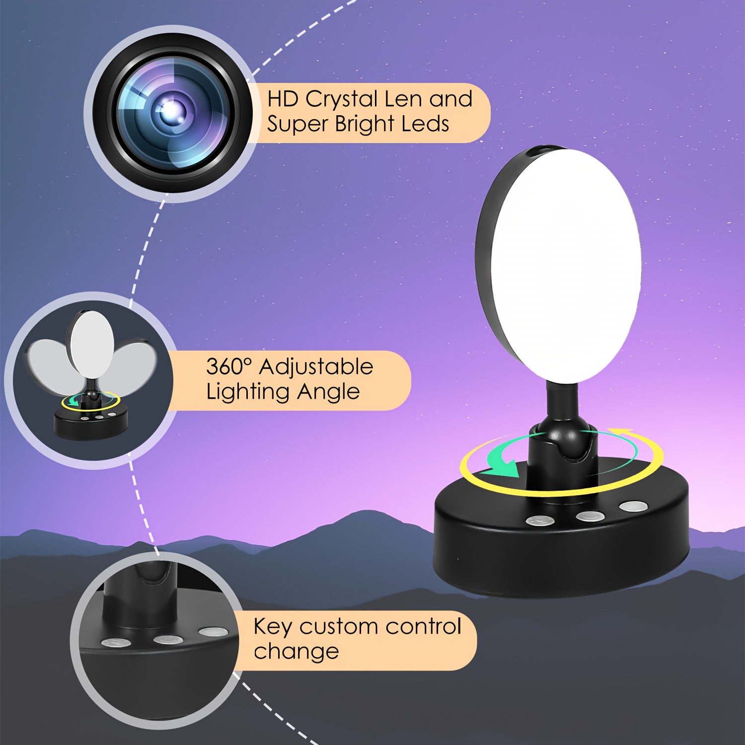 projector lamp with 6 hd space patterns led multifunctional night light with color changing and rechargeable features push button control tabletop decorative lamp for room wall and ceiling decoration ideal gift details 3