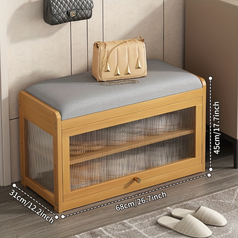 bamboo shoe bench padded seat multi layer design acrylic Temu