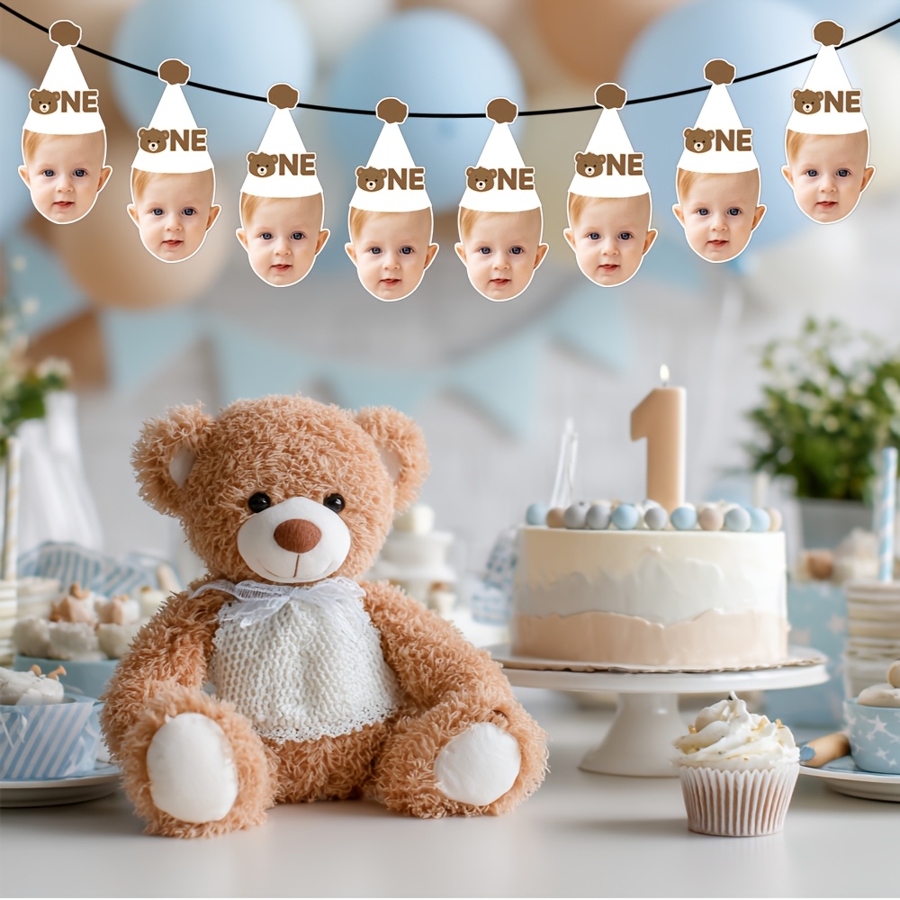 Beary First Birthday Welcome Sign, Editable Teddy Bear Birthday Banner, Photo 1st Birthday Digital Template, Printable Birthday Poster