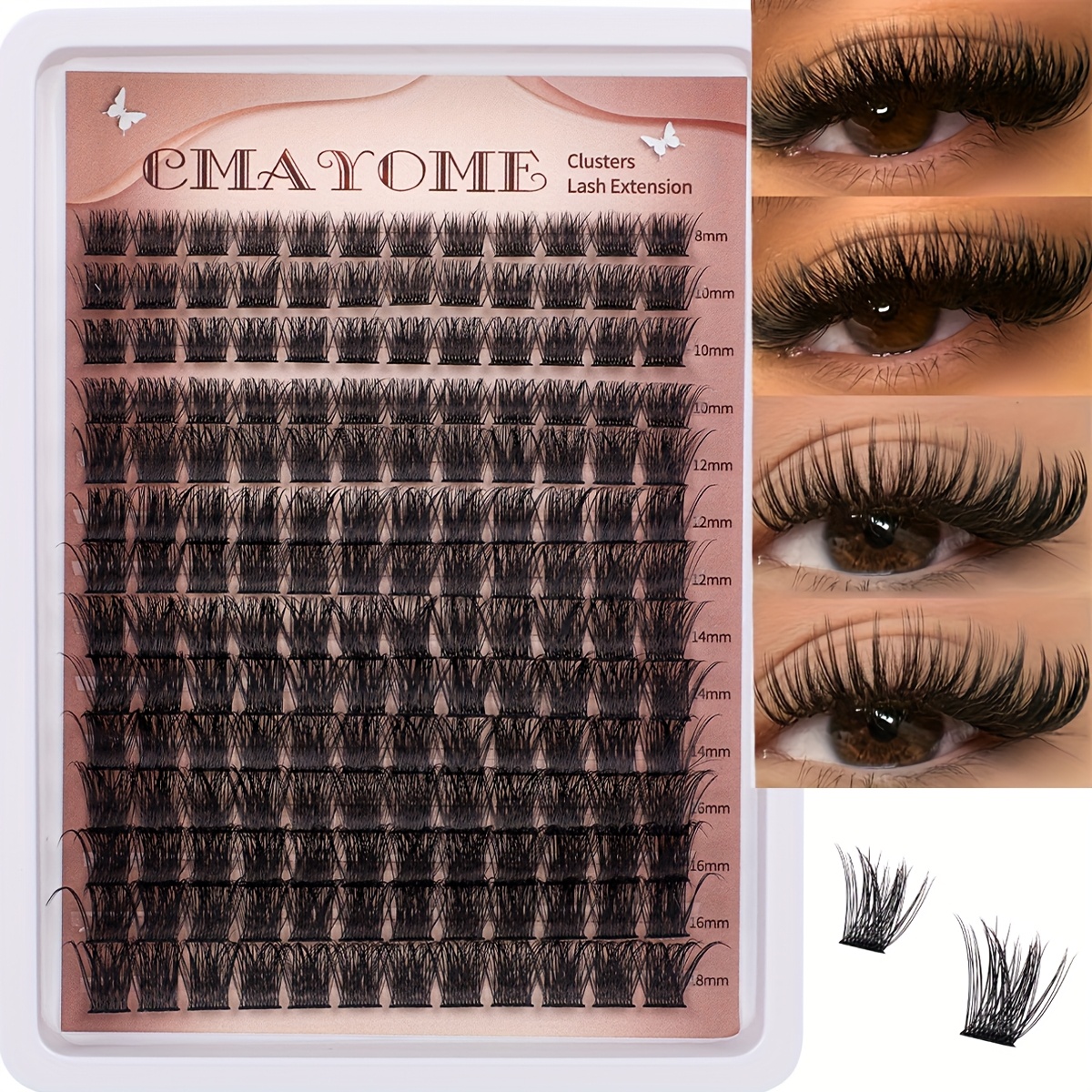 Image of 168 Clusters Of Diy Single Cluster False Eyelashes 3d Three-dimensional Eyelash Extension, Natural Look, Reusable, 8-18mm Mixed Length, Suitable For Beginners To Extend Eyelashes At Home