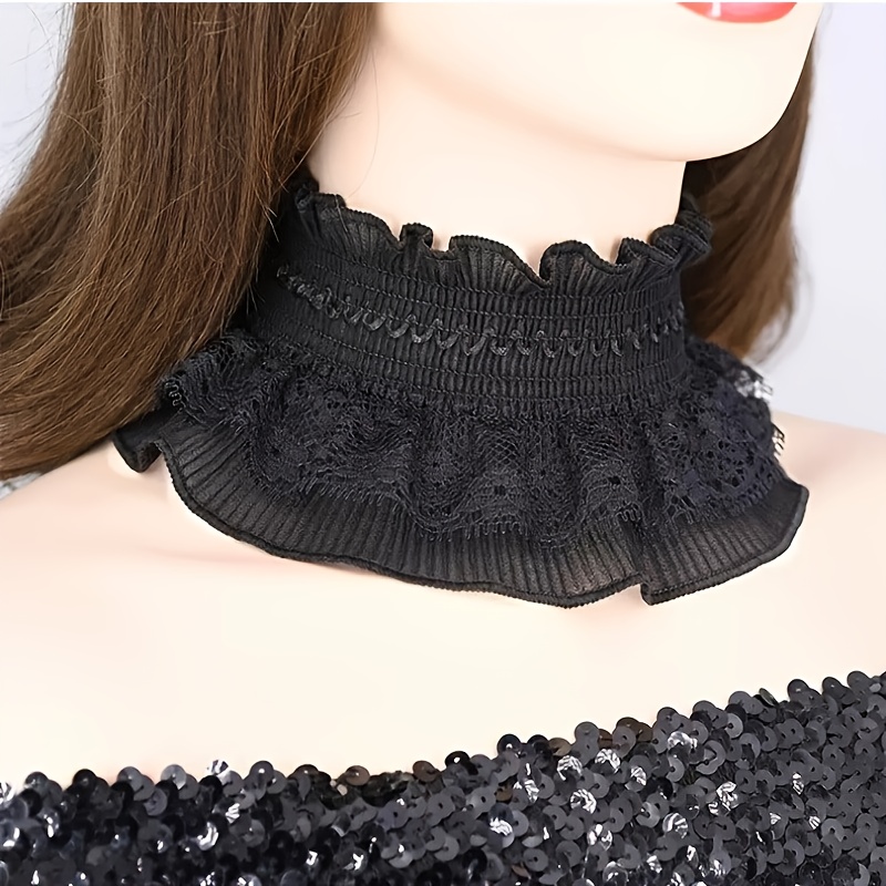 1pc Lace High-stretch Multi-functional Detachable Collar, Blouse Collar Decoration, Sweatshirt Pullover With Neck Gaiter, Collar, Fake Collar For Covering And Neck
