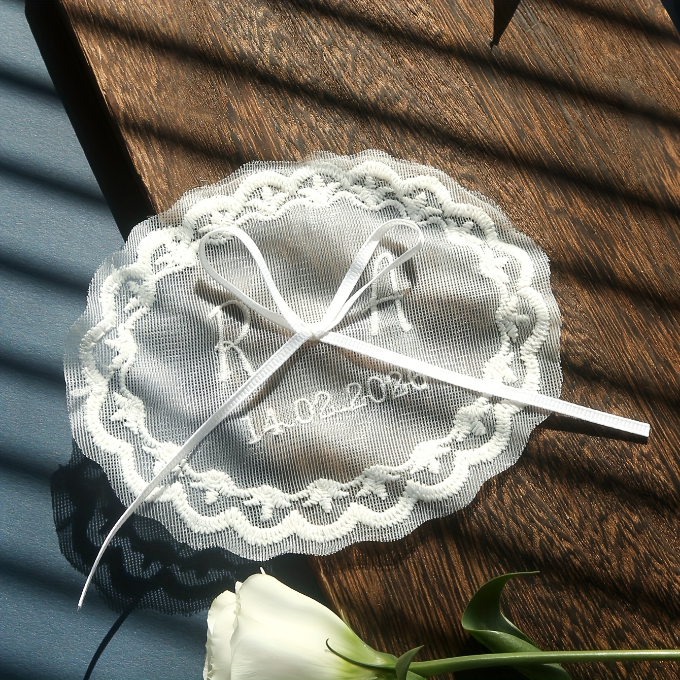 TEMU Personalized Lace Wedding Patch With Embroidered Names And Date Custom Bridal Dress Applique With Ribbon Bow Heart & Oval Design Anniversary Or