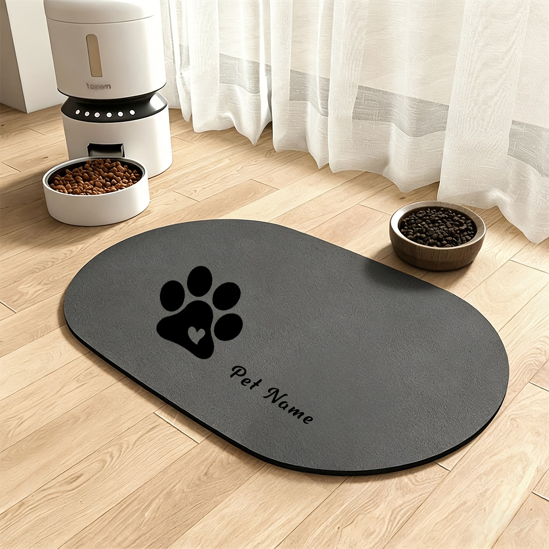 Customized Pet Feeding Mats with Paw Print Design