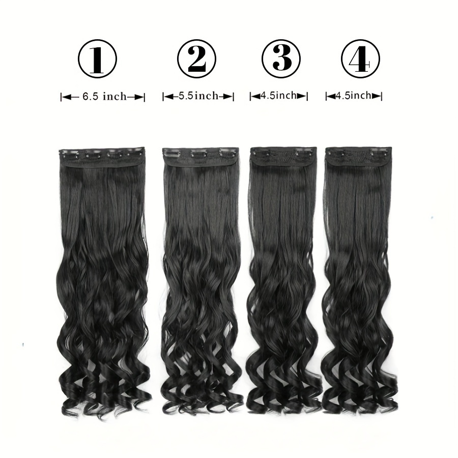 20 inch clip in hair extensions for women 4pcs set long bouncy curly synthetic hairpieces heat resistant hair clip extensions details 4