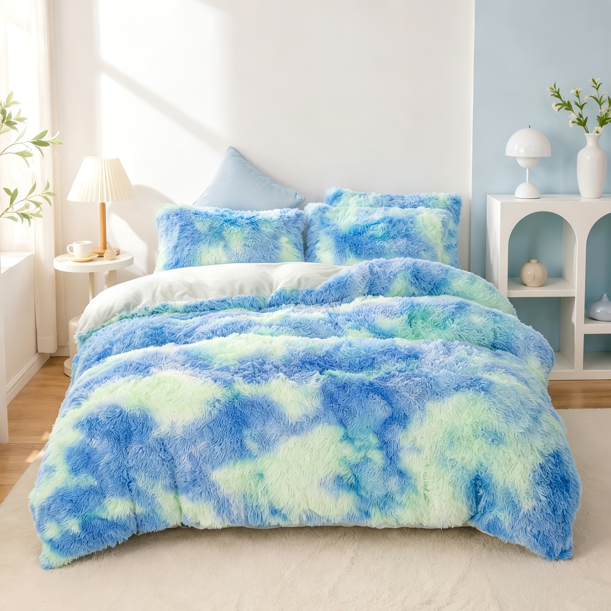 Image of 3pcs Advanced Tie-dye Three-piece Set Winter Thickened Warm Core Set Colorful Skin-friendly Bedding (pillow Core Not Included)