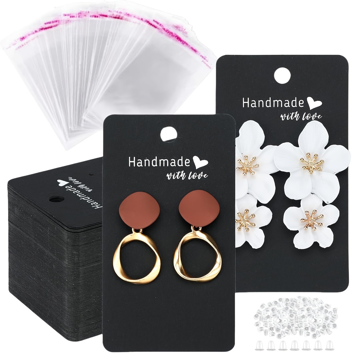 

200pcs Earring Display Kit, Includes 50pcs Earring Earring Stand , 50pcs -sealing And 100pcs Earring For , Jewelry, (50+50+)