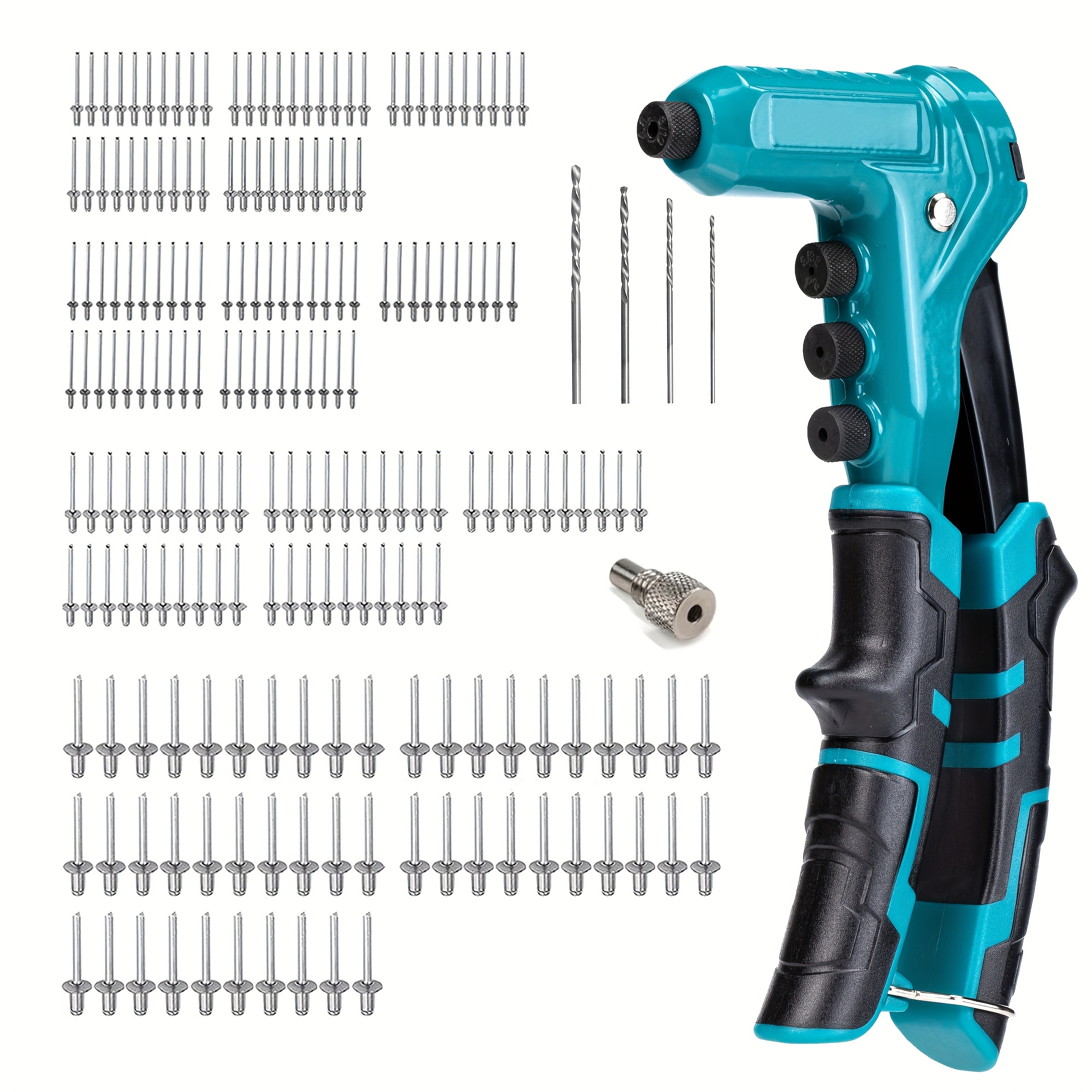 TEMU One-handed Rivet Gun Kit, Rivet Gun Manual Tool Set- Includes 200 Rivets& Storage Case, Professional Manual For Metal,