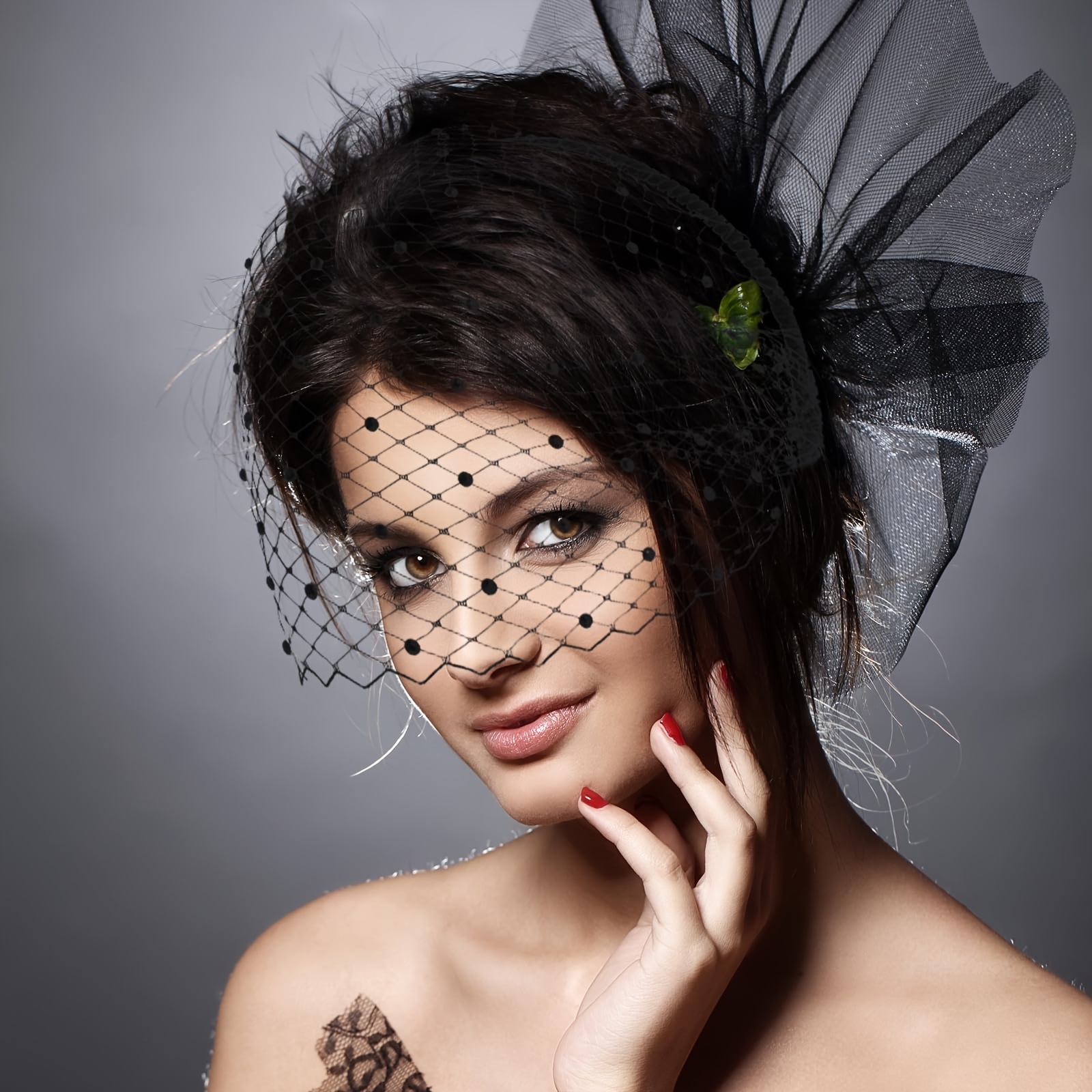 1pc mesh veil headband 1920s flapper veil - Temu display picture 3