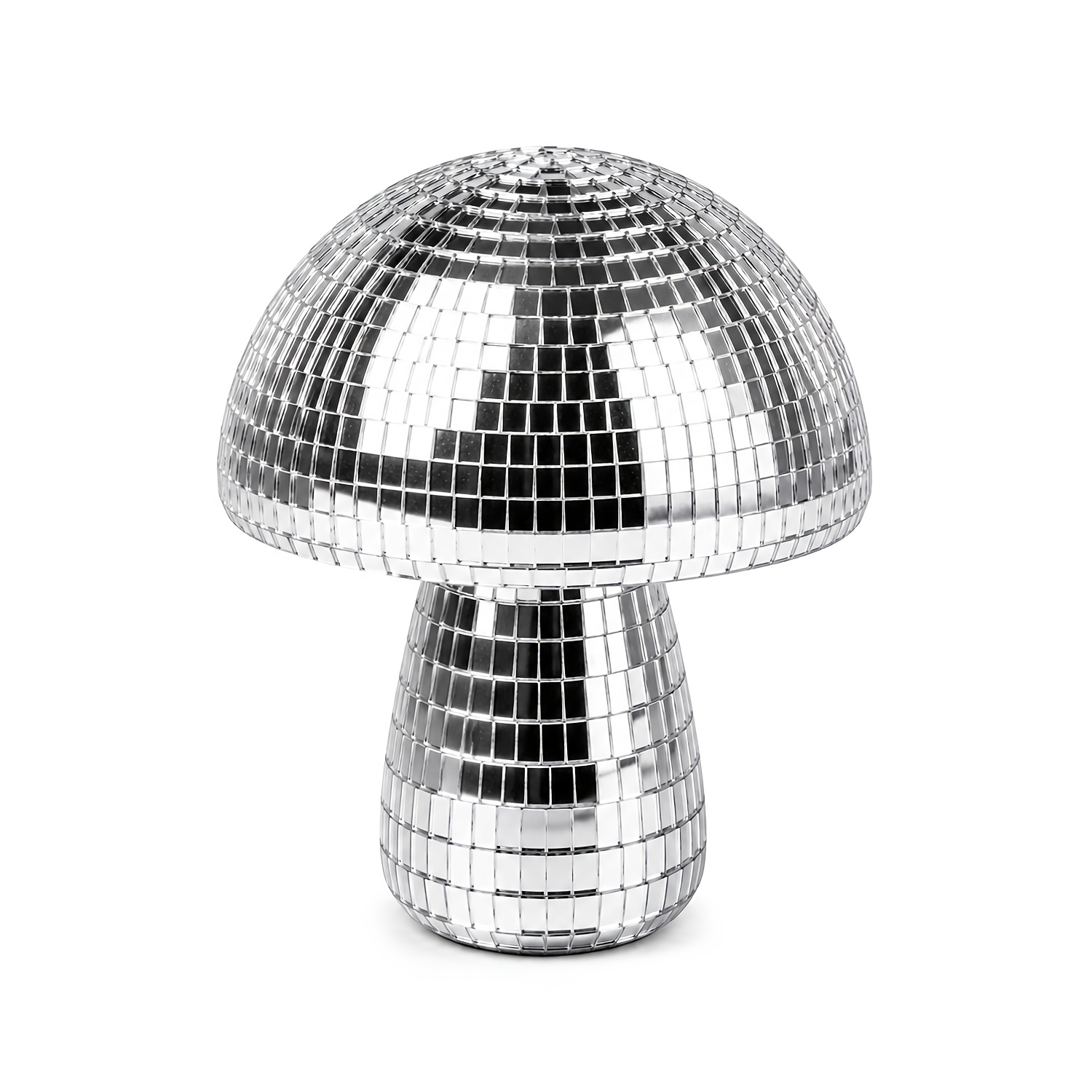 1pc Mirror Mosaic Mushroom Sculpture, Disco Style Decorative Figurine For Living Room Shelf Desk Bedroom Home Decor