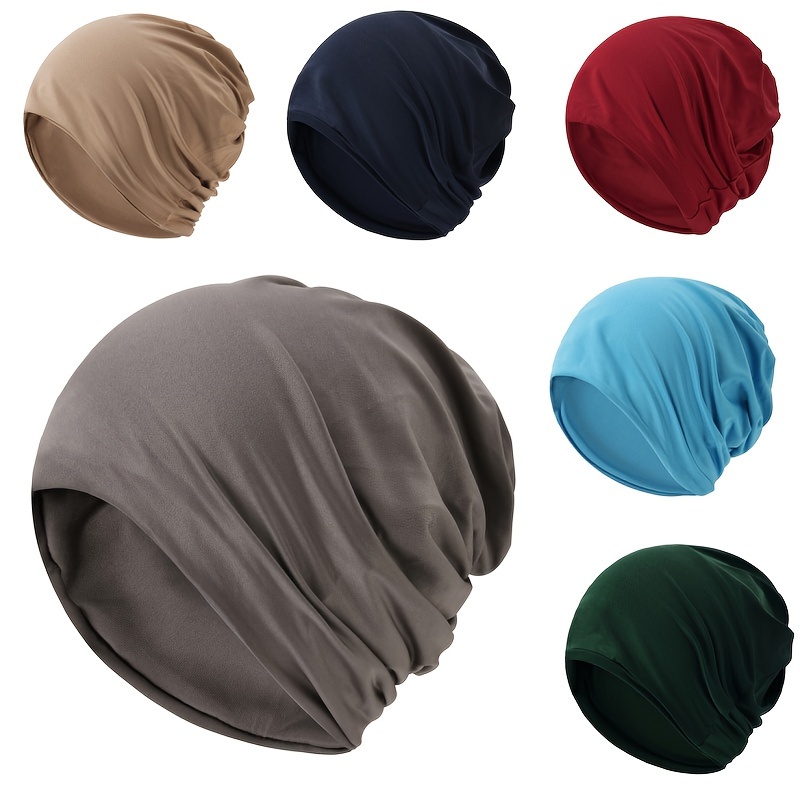

Minimalist Solid Color Slouchy Beanie Lightweight Elastic Pullover Cap Thin Soft Warm Sleeping Hats For Women Gifts For Eid