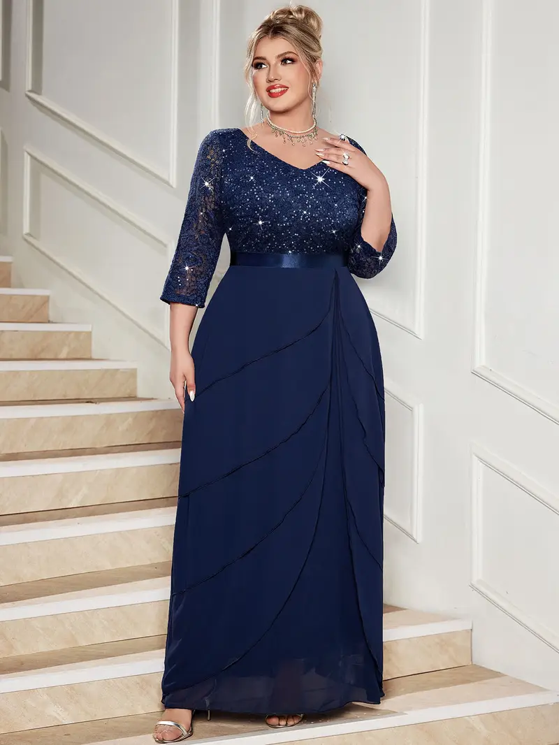 plus size plus size p54404a elegant plus size sequin lace - Temu plus size plus size p54404a elegant plus size sequin lace - Temu