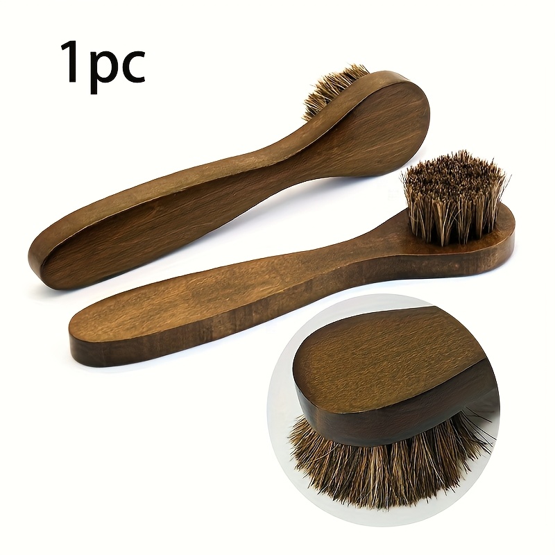 

1pièce Brosse À Chaussures En Bois En Brosse À Cheveux de Cheval En Bronze À Long Manche, Brosse À Huile Pour Chaussures En Cuir, Brosse de Nettoyage Pour Éliminer La Poussière