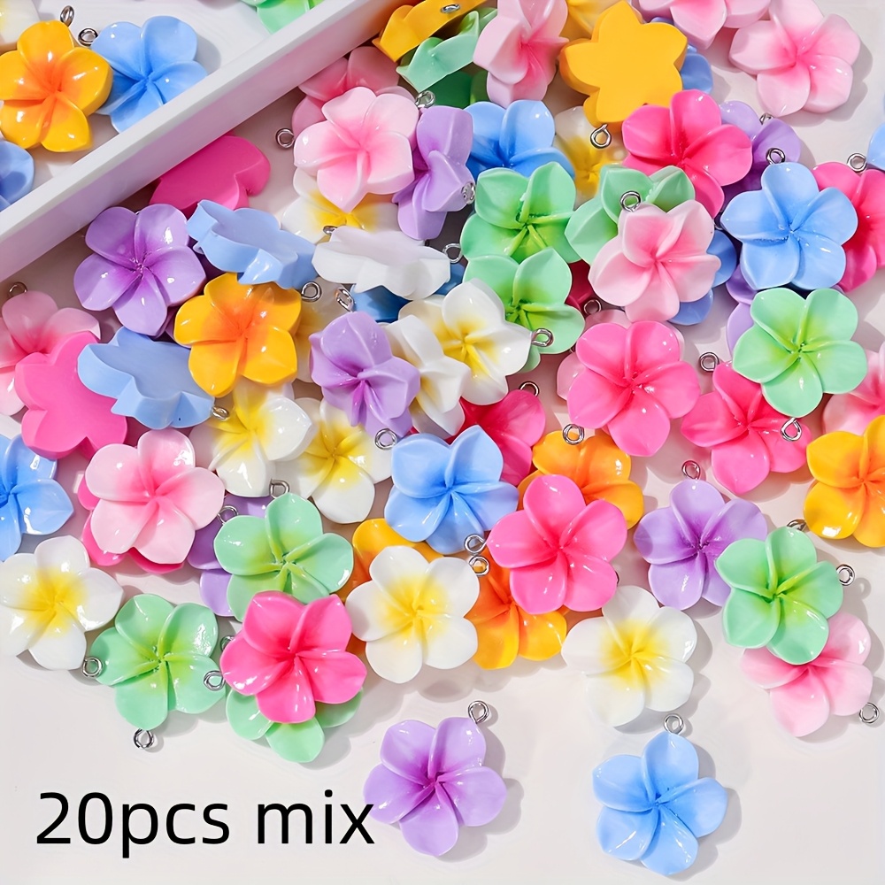 TEMU 20pcs Set Of 24mm Colorful Flower Pendants, Eggplant Pendant Necklace Earrings Accessories Diy Keychain Charms
