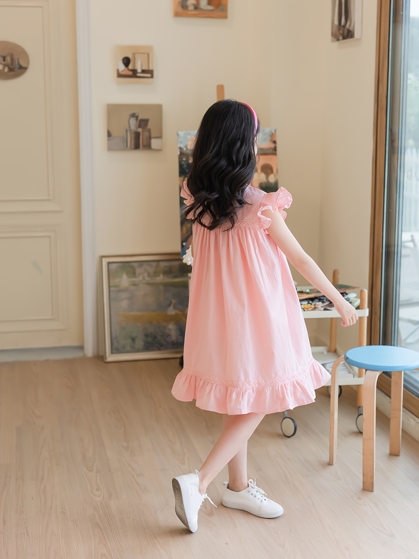 girls summer dress korean style childrens clothing cotton - Temu Oman