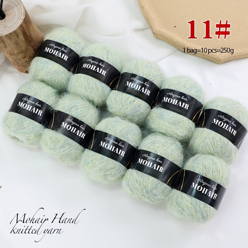 10-kosov, Alpaka Mohair Preja - 250g, Dolgodlaka Alpaka Mohair, Mohair, Super Mehka Oblačna Mohair Preja, Primerna za Pletenje in Kvačkanje