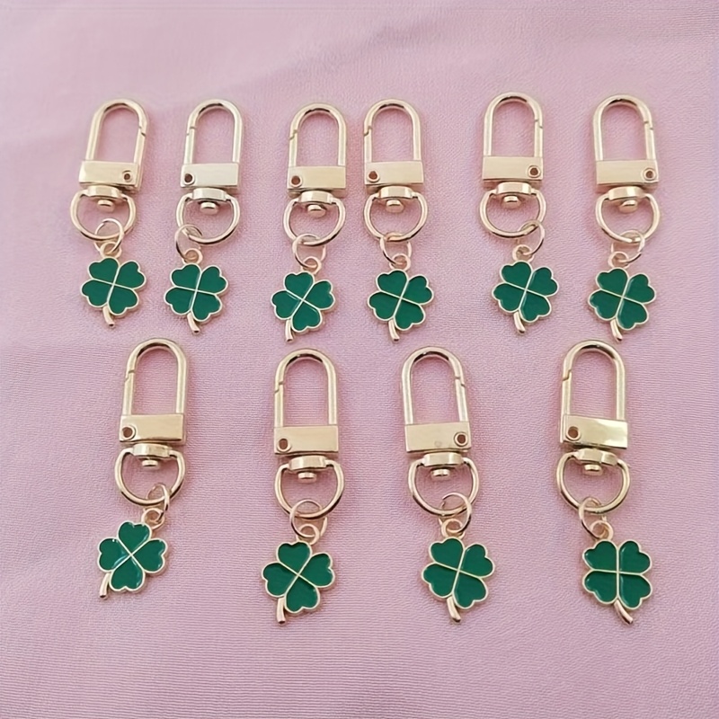 

10pcs Clover Keychain Set - Alloy With Cartoon/plant Design, Lobster Clasp - Ideal For 's Day, Graduations, Weddings, Perfect Gift,