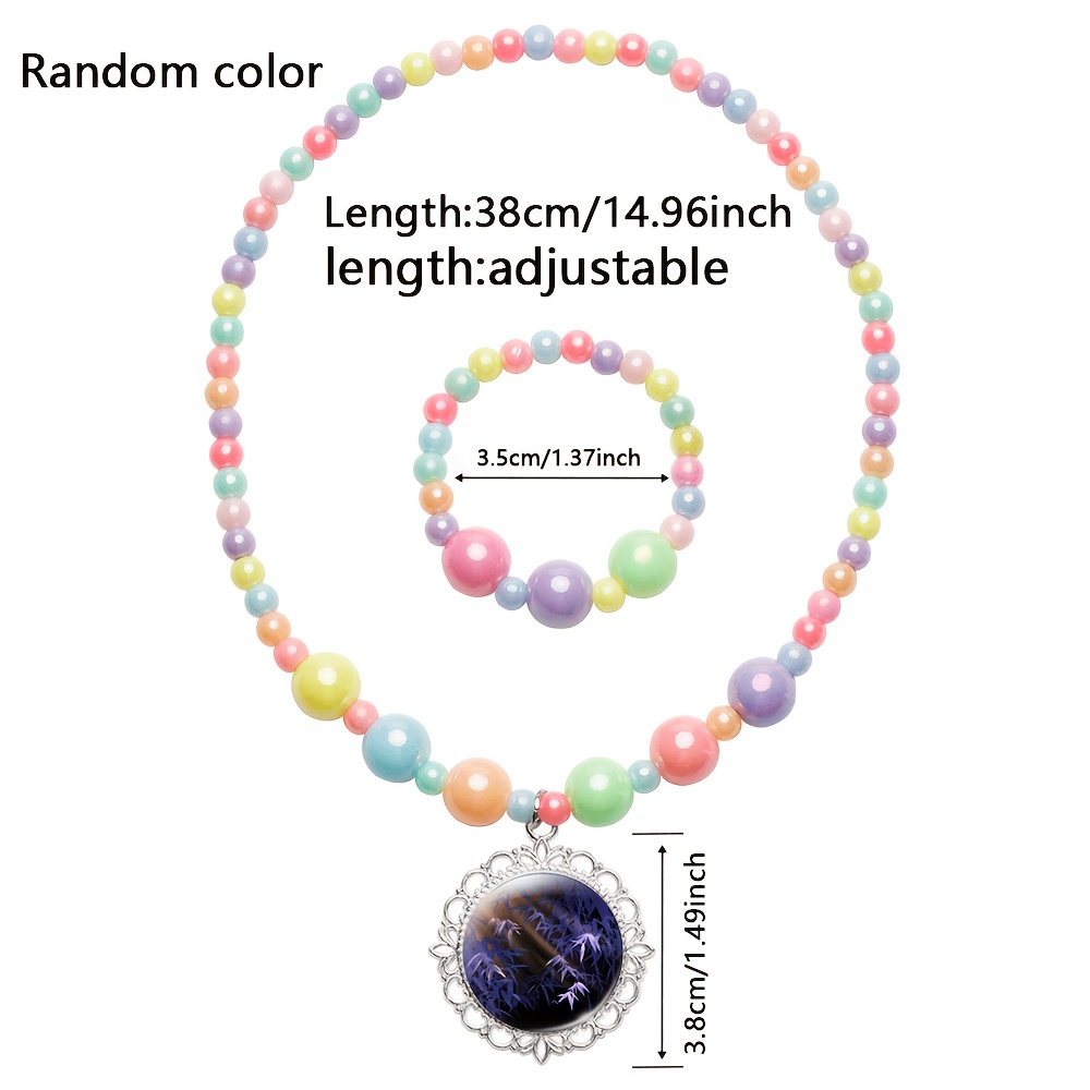 2pcs Cute Women's Necklace and Bracelet Set, Random Colors
