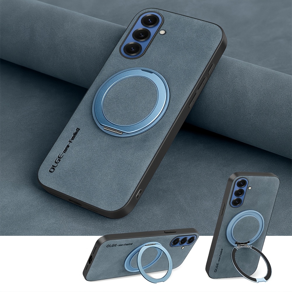 TEMU Phone Case - 360° Rotatable Kickstand Faux Leather Phone Case With Magnetic Attachment For S26/s26+/s26 Ultra/s25fe/s25edge/s24