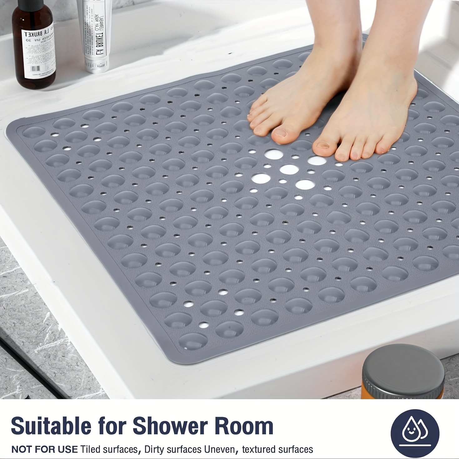1pcNon-SlipBathtubMatwithDrainHoles&SuctionCups-DurablePVC,ChristmasChristmasgift,Anti-SlipShowerStallRug,MachineWashableforHomeBathroomSafety,BathMatHomeDecor