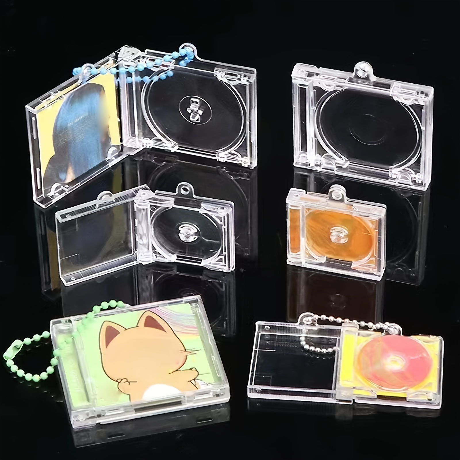 

3pcs/5pcs Mini Cd Keychain, Plastic Cd Box Transparent Diy Album Keychain - Music Album Keychain With , Blank Cd Box For Diy Keychain Backpack Hanging Decoration