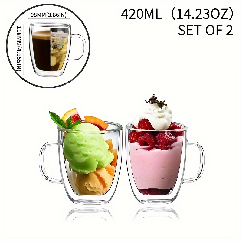 4pcs 2pcs 14 ounces double walled glass insulated coffee - Temu Sri Lanka