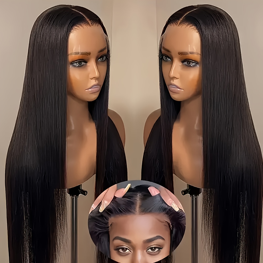 5x5 Straight Hair Hd Transparent Lace Wigs 200% Density Glueless 5x5 Invisible Hd Transparent Lace Closure Wig Hairline Brazilian Human Hair Wig For Women (16-36 Inch)