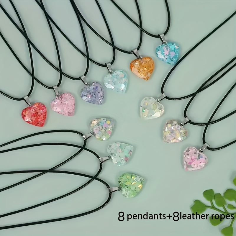16pcs Set Of Glowing Resin Pendants, Exquisite 20mm Heart-shaped Necklace, Sweater Chain Decoration, . Gift For . Suitable For Holidays. Christmas