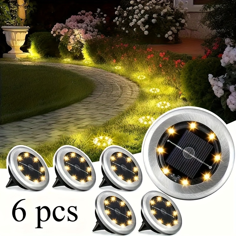 6pcs led solar floor light white warm light used for garden road courtyard ip44