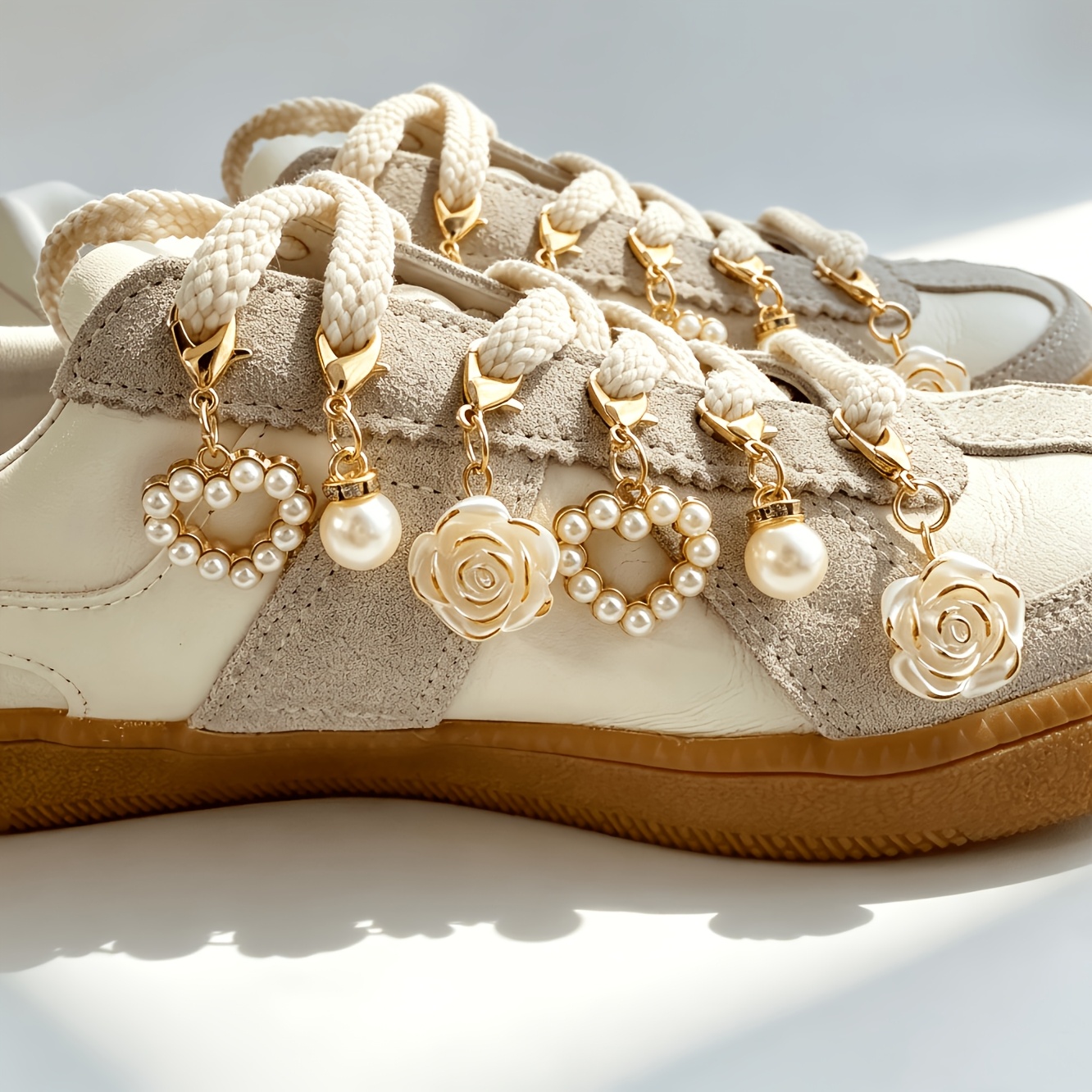 TEMU 12 ciondoli per scarpe a forma con stile lusso , inclusi vuoti in perla, perle singole e rose trasparenti con bordo , con moschettoni a per un