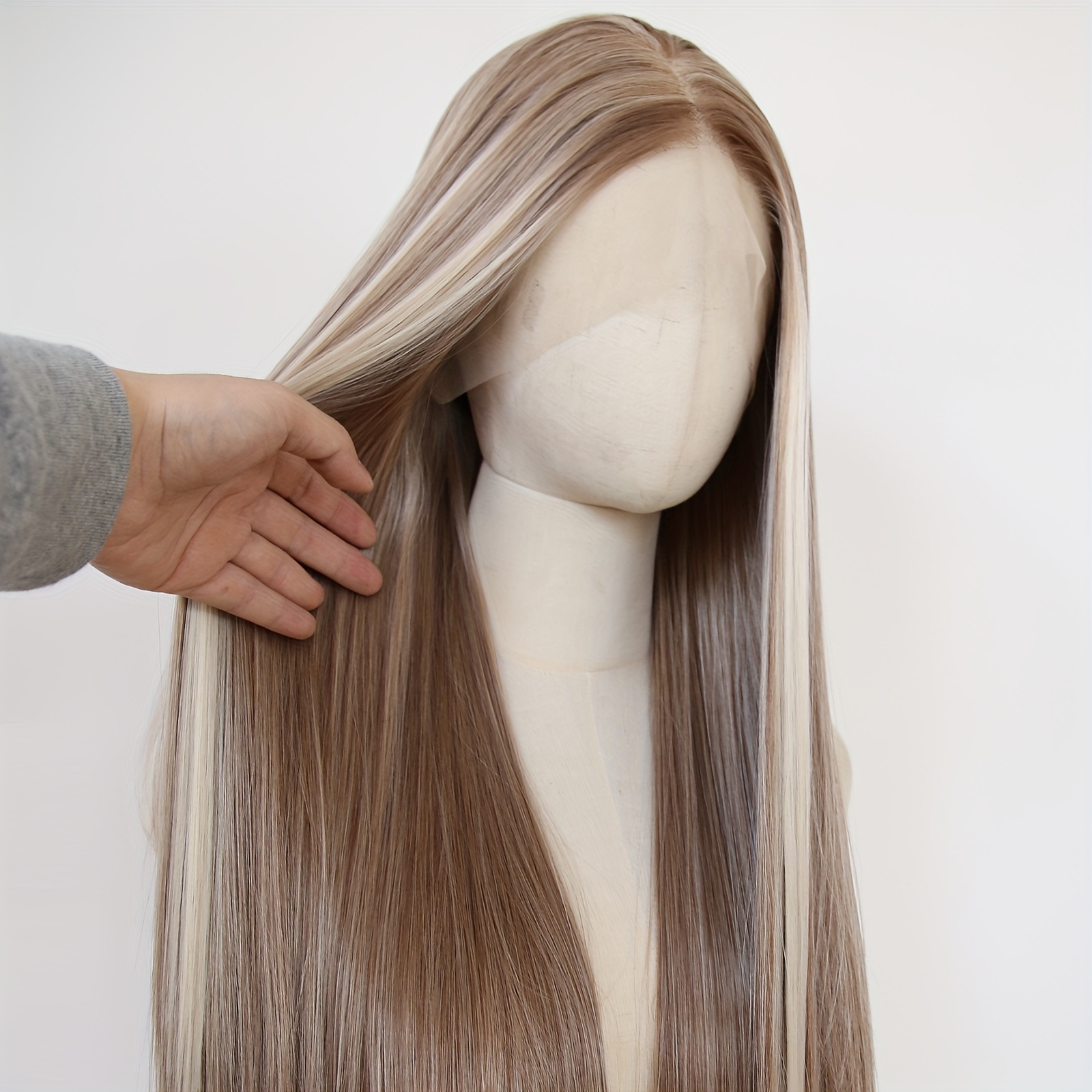 elegant honey blonde dark brown ombre synthetic lace front Temu