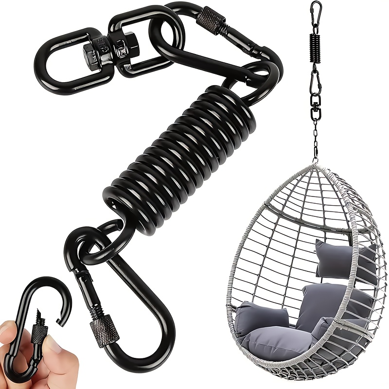 E-shop 1 Satz Edelstahl-Deckenmontage-Federhaken mit 2 Verriegelungshaken – 360° drehbar, rostfrei, ideal zum Aufhängen von Stühlen, Sandsäcken und