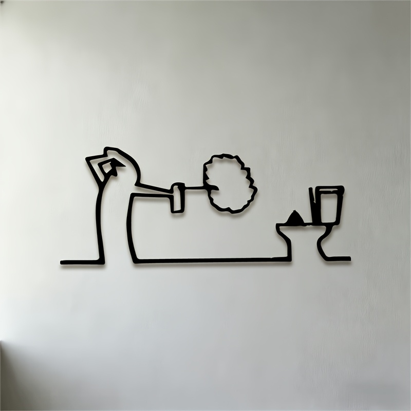 TEMU 2d Flat, 1pc, 2d Flat Silhouette Hollow Cutout Iron Metal Wall Art, Bathroom Scene (toilet, Hand, Sponge) Vintage, Suitable For Bathroom, Living