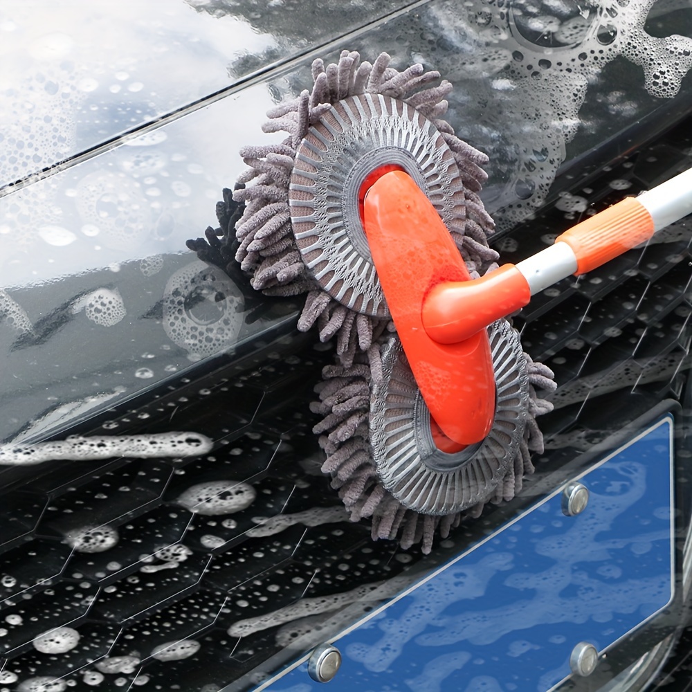 

Rotating Auto Supplies Roof Window Cleaning Maintenance Car Wash Mop Three-section Telescopic Auto Accessories Double Brush Head