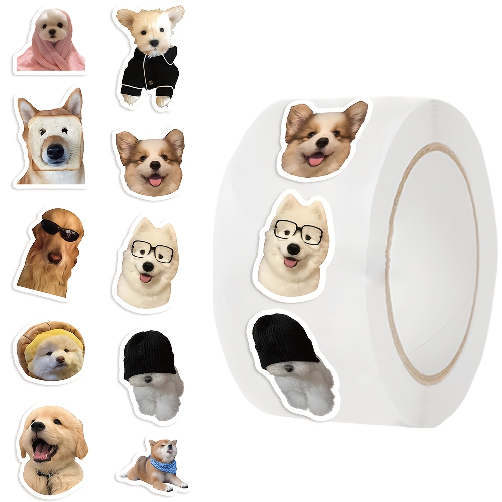 TEMU 500 pièces/rouleau Autocollant animal chien, autocollant , autocollant de papeterie, étiquette de scellé d'enveloppe colorée pour emballage