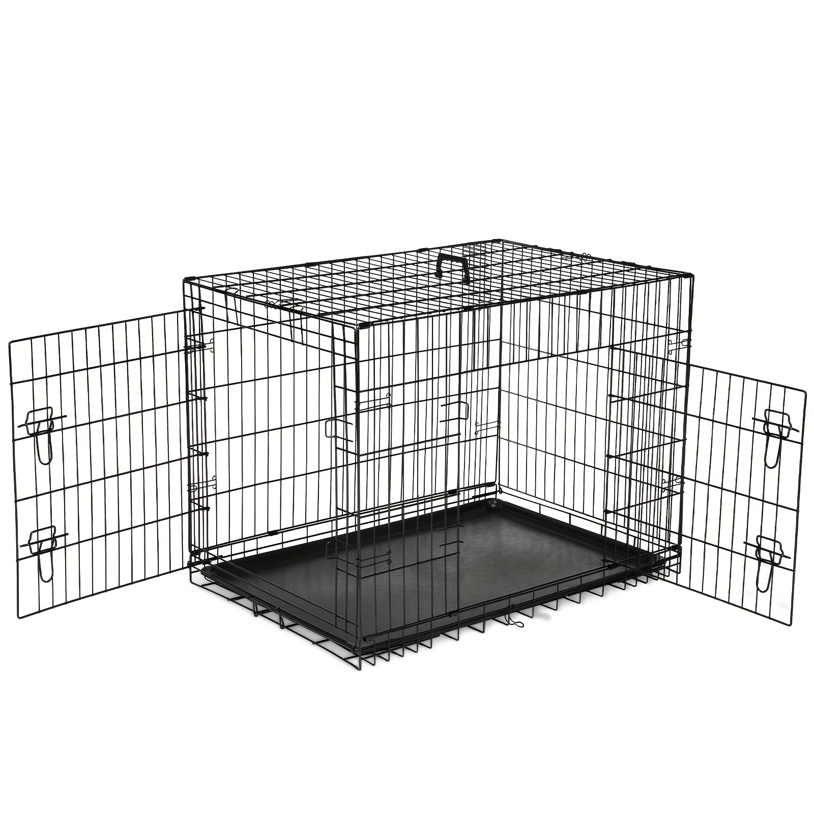 

36 Inch Small Dog Crate Double Door Dog Cage With Divider Panel And Plastic Leak-proof Pan Tray Folding Metal Wire Pet Kennel For Indoor Outdoor