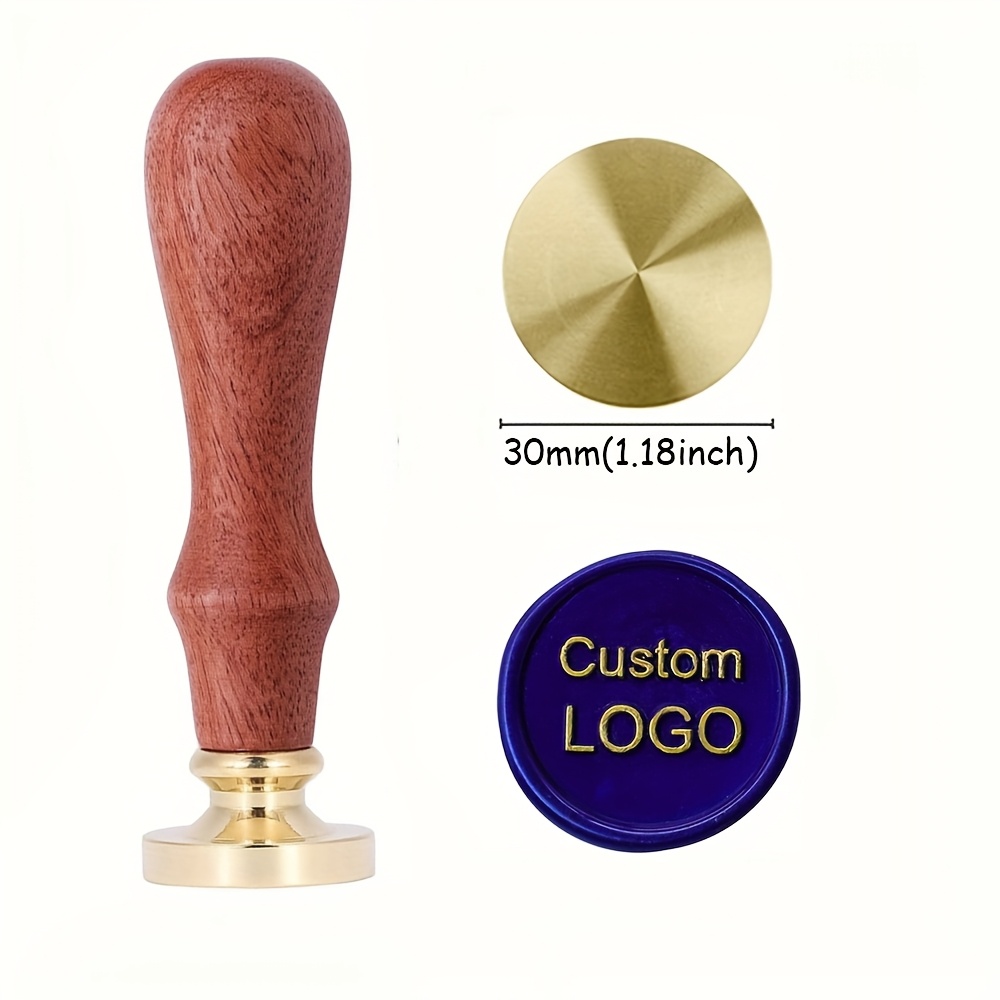 Image of Custom Wax Seal Stamp, 22/25/30/35/40mm Personalized Wax Seal Stamp With Wooden Handle, Back To School Create Your Own Design/logo/letter Customization, For Wedding, Invitation, Party ()