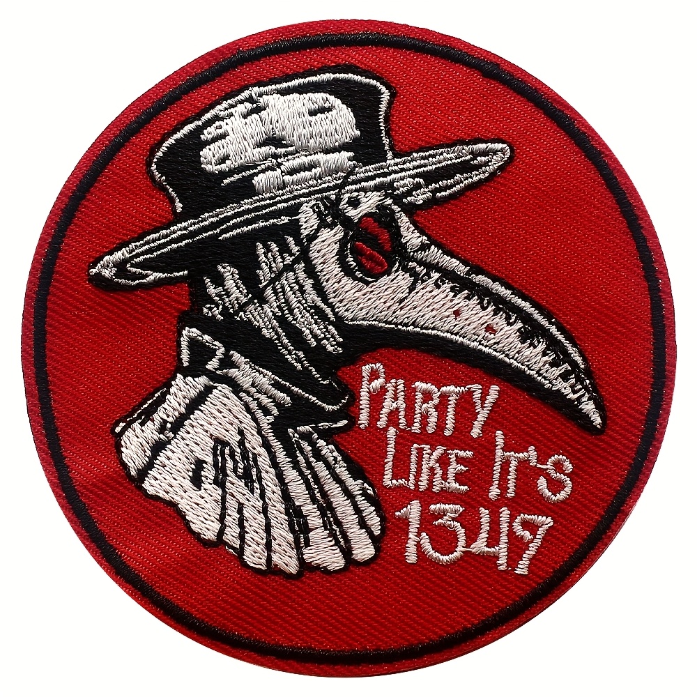 Plague Doctor Woodpecker "party 's 1347" Embroidered Iron-on Patch, Medical Kit, Kit, Backpack, Clothing Decorative Accessory, Diy Hand Sewing Or Iron-on Transfer Applique