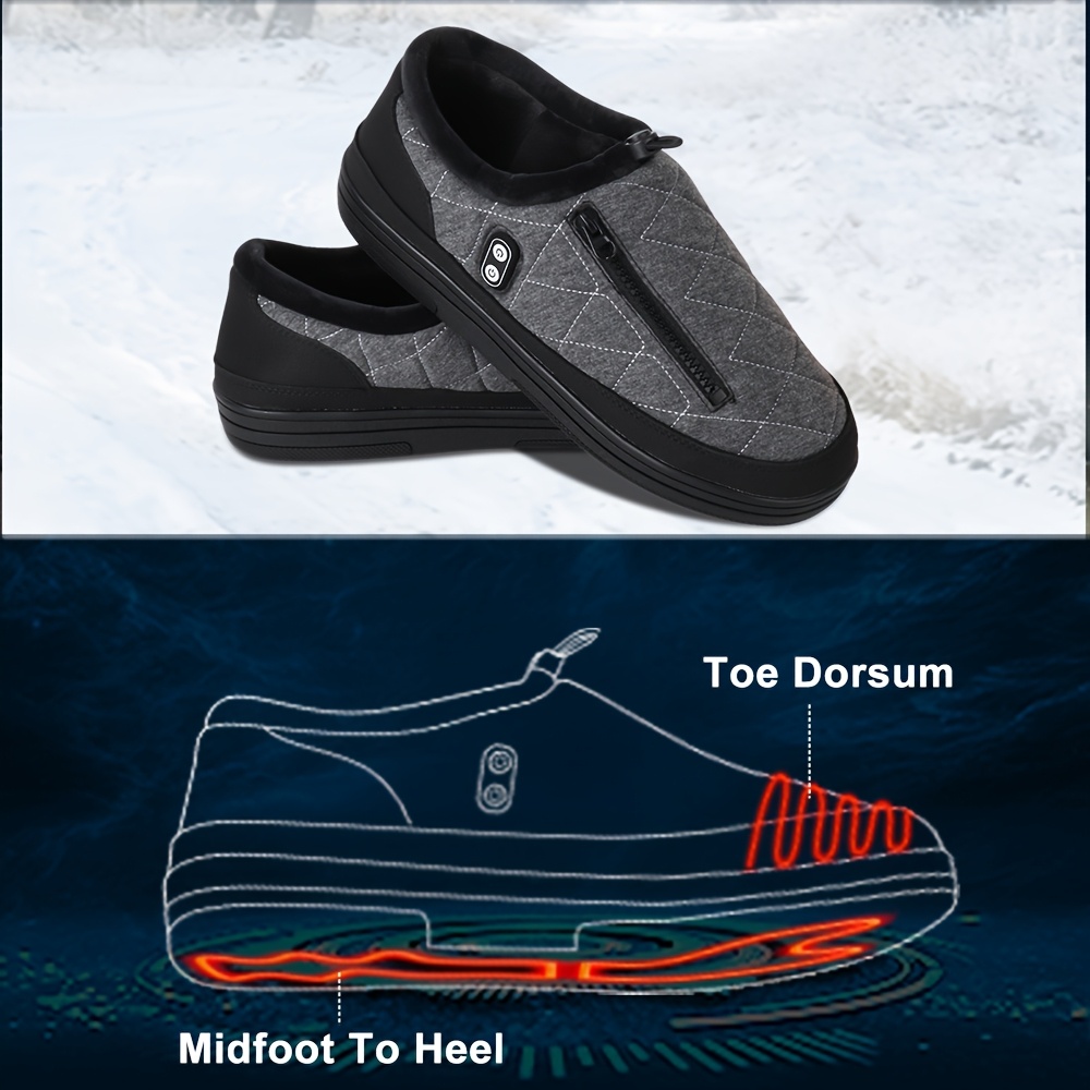 Warm Slippers with Four Heating Settings, Cordless Foot Warmers Designed for Chilly Feet, Perfect for Cold Weather. These Cozy Indoor And Outdoor Shoes Are Ideal for Camping, Featuring a 5000Mah Rechargeable Battery