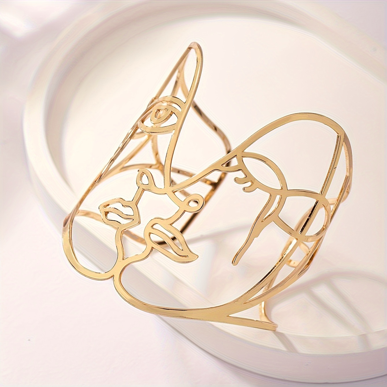 Perfect Hollow Face Cuff Bracelet, Unique Silhouette Design
