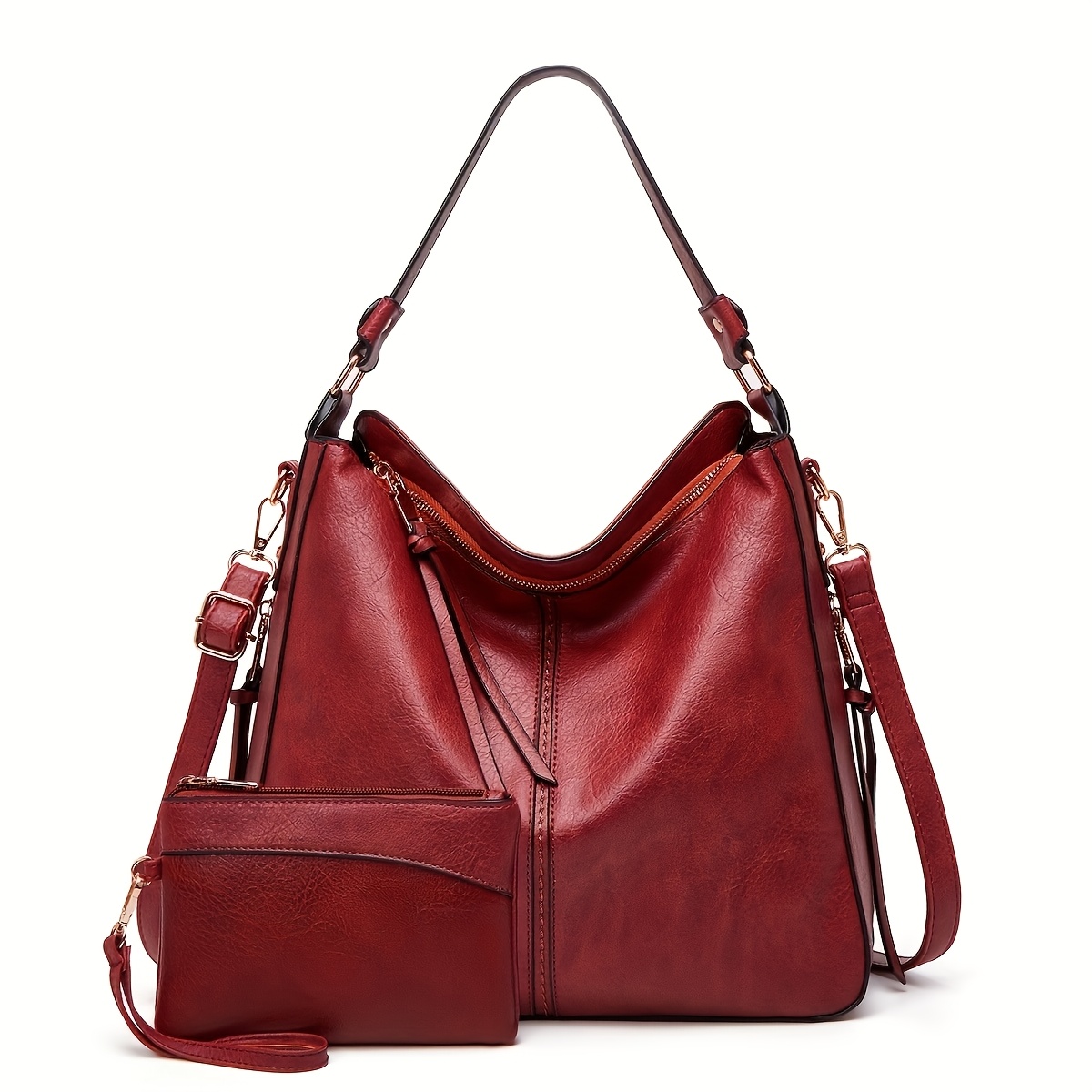 Women's Pu Hobo Bag With Small Bag, Large Capacity Solid Color Shoulder Bag, Suitable For Daily Commuting And Traveling
