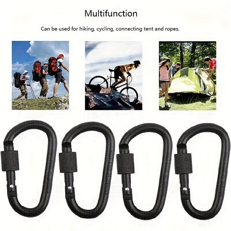 

8pcs Aluminum Alloy D-shaped Buckle With Lock, Metal Hook Buckle Snap Hook For Outdoor Hiking Camping