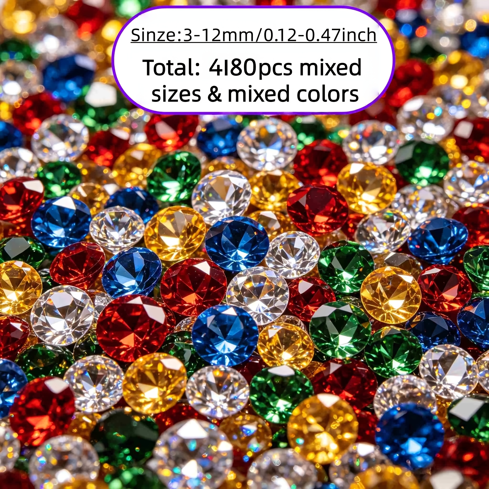TEMU 4180 piezas de diamantes de acrílicos, gemas, piedras preciosas para manualidades, cristales para manualidades, decoraciones de cristal para